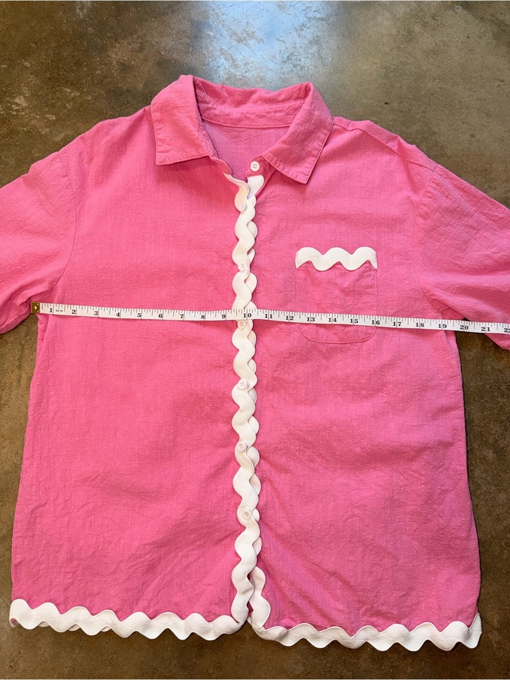 Pink Two-Piece Women's Set with White Ric Rac Trim Cotton Beach Summer S Preppy - Picture 5 of 16